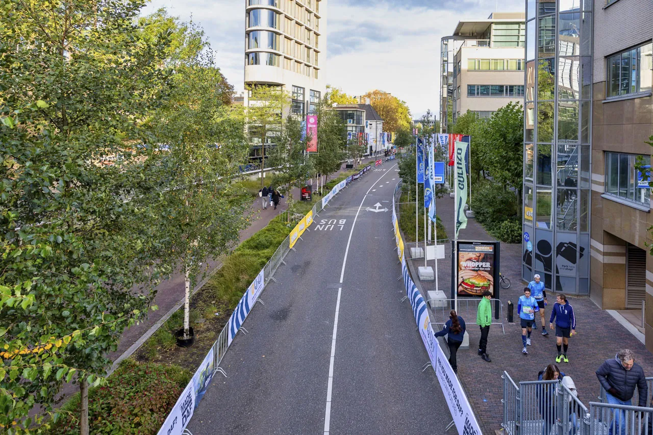 Parcours van de marathon van bovenaf